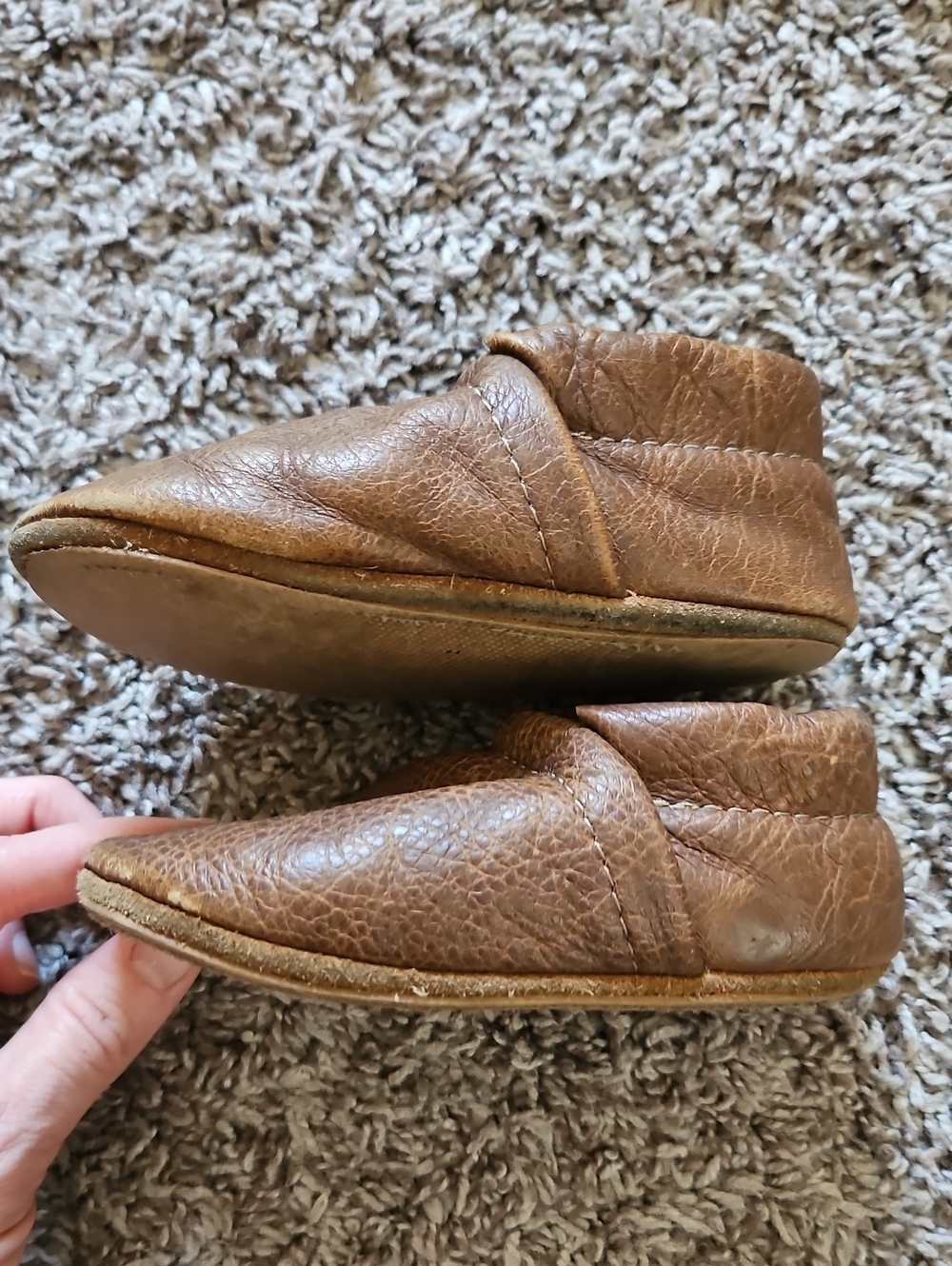 Starry Knight Brown Leather Toddler Moccasins Flexible Rubber Soles Size 7 - Picture 5 of 8